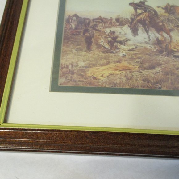Lot of 2 C M Russell Framed Art Prints Old West Cowboys Horses - Picture 10 of 12